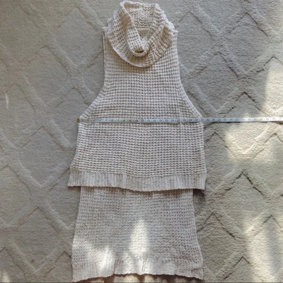 Free People Skyscraper Sleeveless Sweater High Low Tank Top in Cream Size Medium - Picture 3 of 7